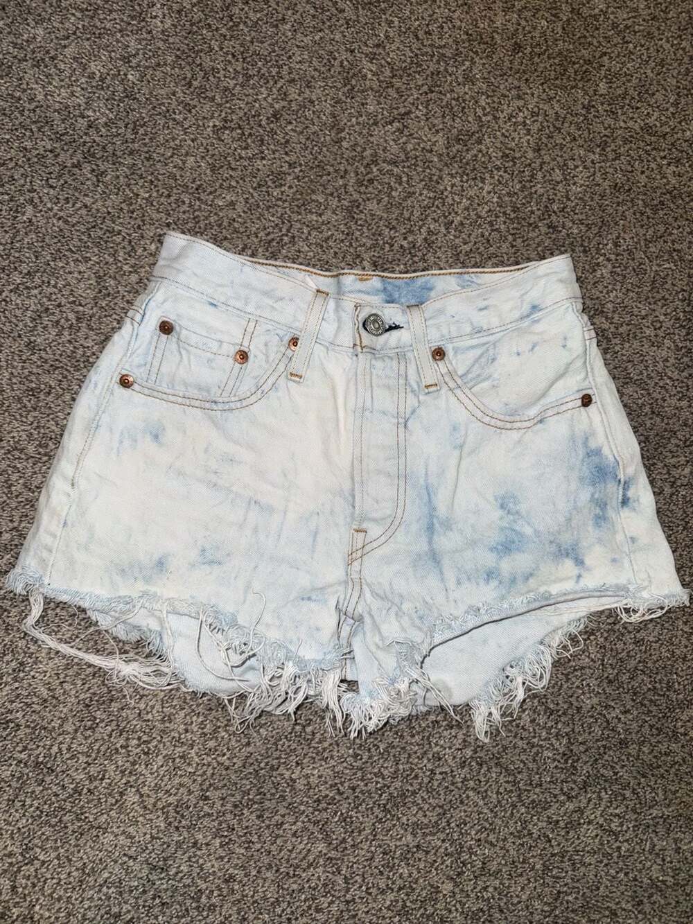 Levi's 501 Original Cut-Off High Rise Acid Wash Denim Shorts